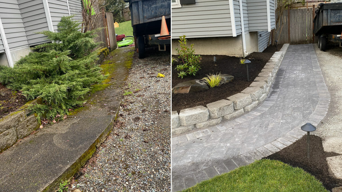 Retaining Wall & Walkway Before & After